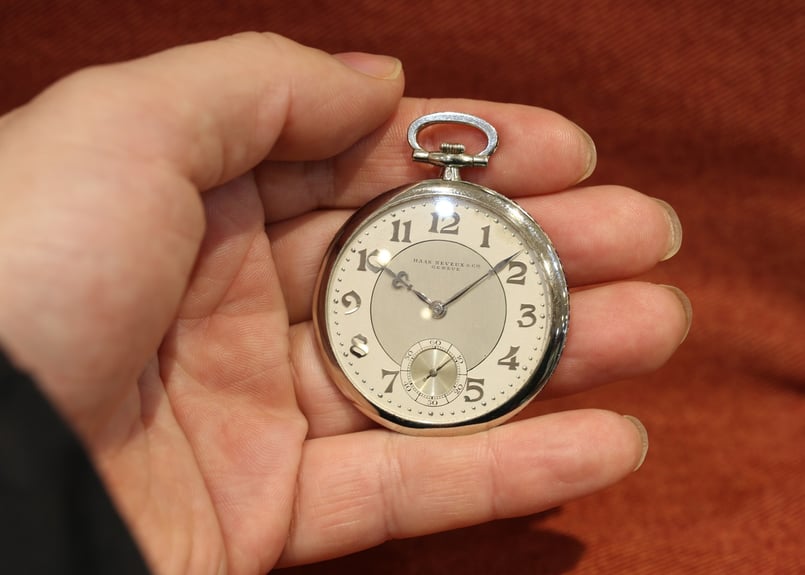 AX-17C ハース HAAS NEVEUX&Cie 懐中時計 K18WG サファイア巻き