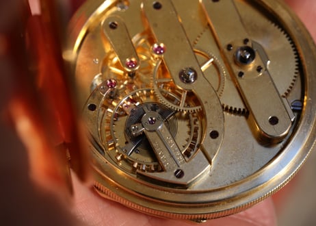 AT-70B　 H.モーザー　H.Moser ＆ Cie. 鍵巻鍵合せ懐中時計　K18YGハンターケース