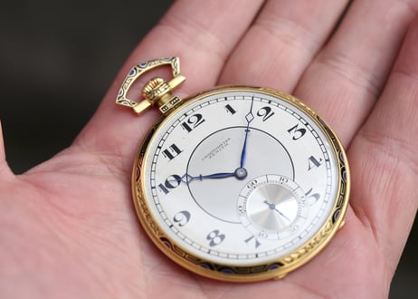 AX-59A　ゼニス 　クロノメーター　　ZENITH　Chronometre　薄型懐中時計　K18YGケース エナメル装飾