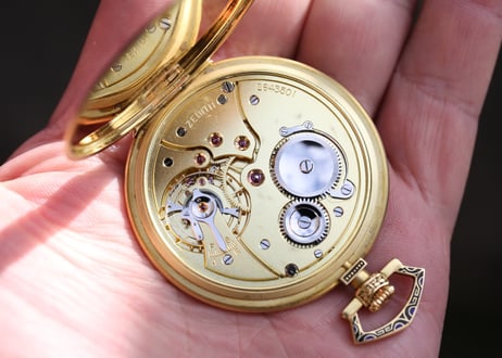 AX-59A　ゼニス 　クロノメーター　　ZENITH　Chronometre　薄型懐中時計　K18YGケース エナメル装飾
