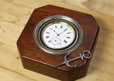 AK-39A　マリンクロノメーター型　デテント  Marine Chronometer 　鍵巻き鍵合せ置時計