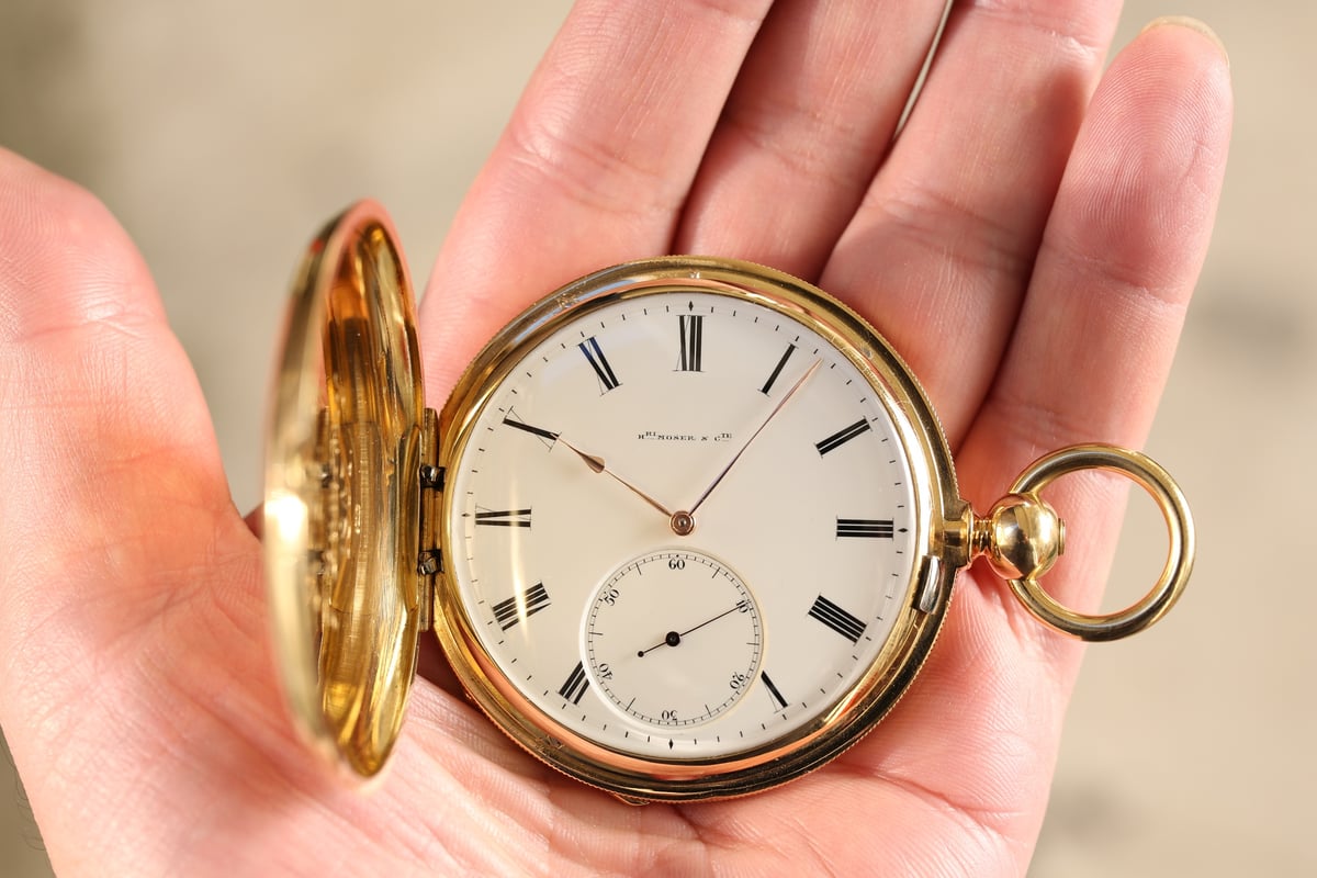 AT-70B H.モーザー H.Moser ＆ Cie. 鍵巻鍵合せ懐中時計 K18YGハン