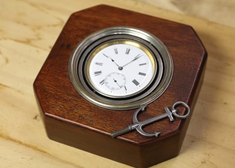 AK-39A　マリンクロノメーター型　デテント  Marine Chronometer 　鍵巻き鍵合せ置時計