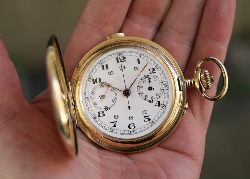 アンティーク USA懐中時計金色 AT-41B ホイヤー クロノグラフ HEUER chronograph 懐中時計 K14