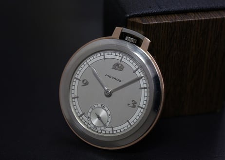 AY-10B  モバード　MOVADO　薄型懐中時計　K14WG・PG　キンバリー・クラーク社記念品