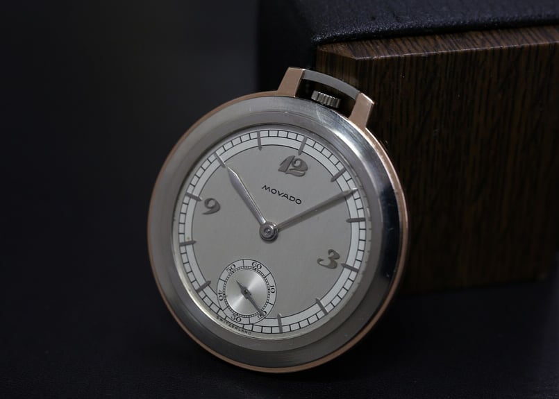 AY-10B モバード MOVADO 薄型懐中時計 K14WG・PG キンバリー・クラーク