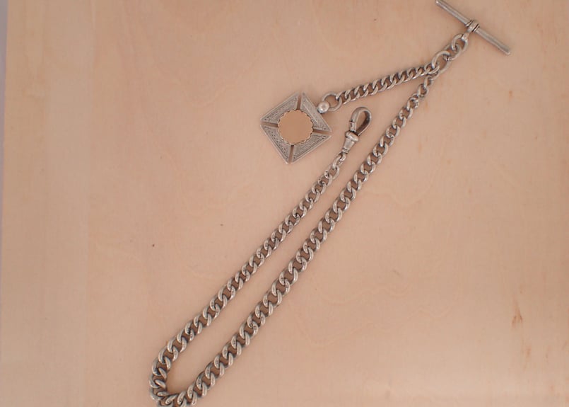 BA-25 Robert Pringle & Sons 懐中時計用アンティークシルバーチェーン