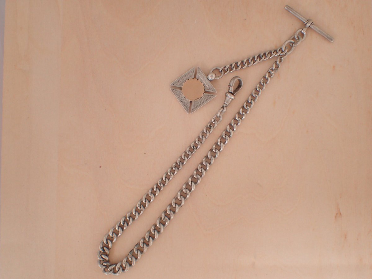 BA-25 Robert Pringle & Sons 懐中時計用アンティークシルバーチェーン