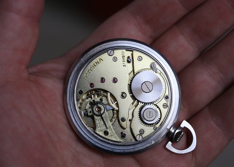 BB-15B エテルナ ETERNA 懐中時計 ブラックミラーダイヤル