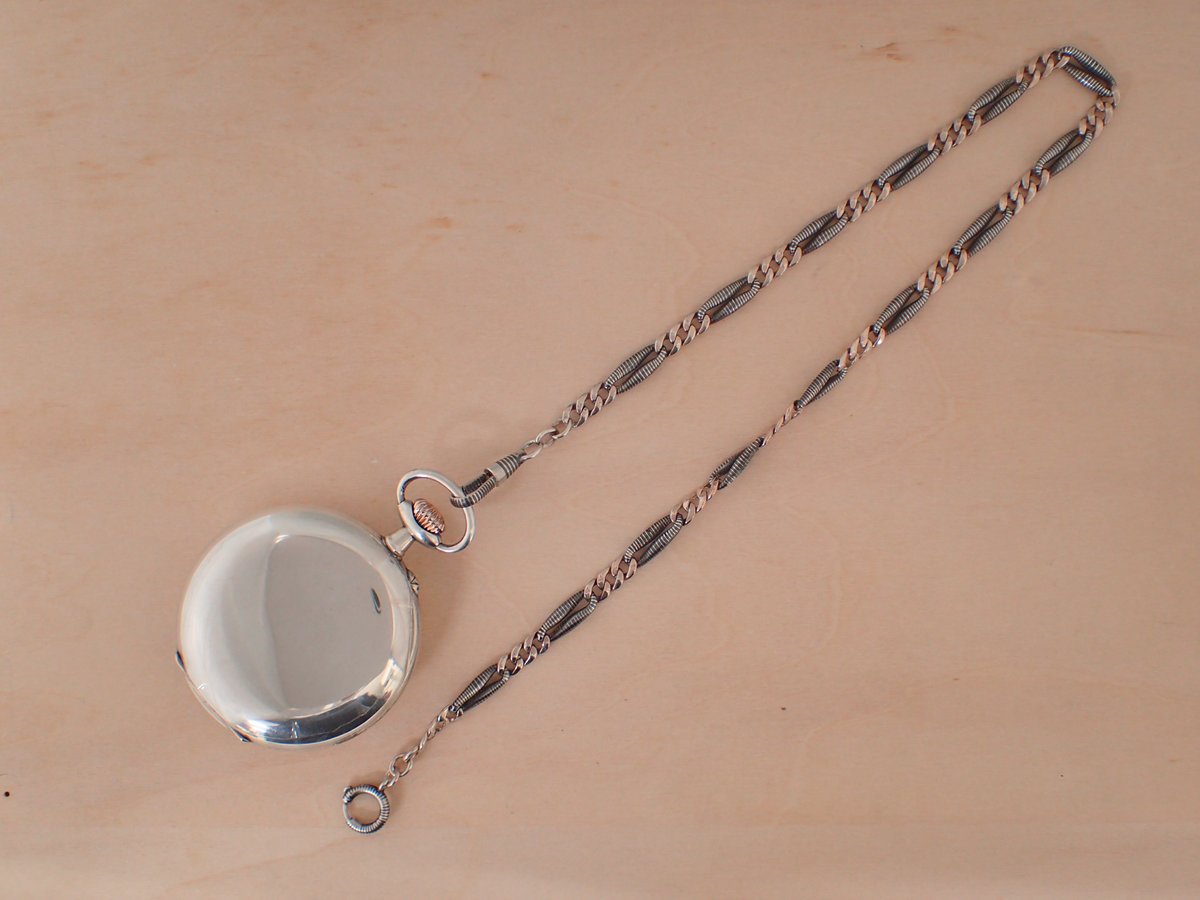 懐中時計チェーン　ウォレットチェーン　アンティーク　シルバー　刻印あり　提げ鎖 懐中時計用チェーン Tバー/シルバー925（銀無垢） : Bef クラブ