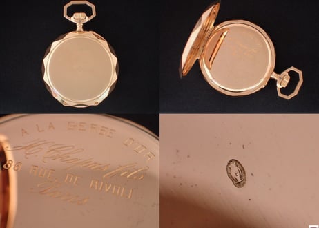 AX-16B A LA GERBE D'OR A.CHAPUS PARIS　懐中時計 K18RGダイヤカットデザインケース