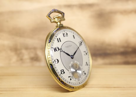 AX-59A　ゼニス 　クロノメーター　　ZENITH　Chronometre　薄型懐中時計　K18YGケース エナメル装飾