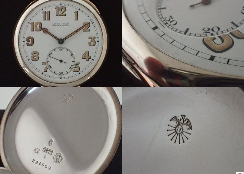 AS-103B ユリスナルダン Ulysse Nardin シルバー懐中時計 オリジナルBO
