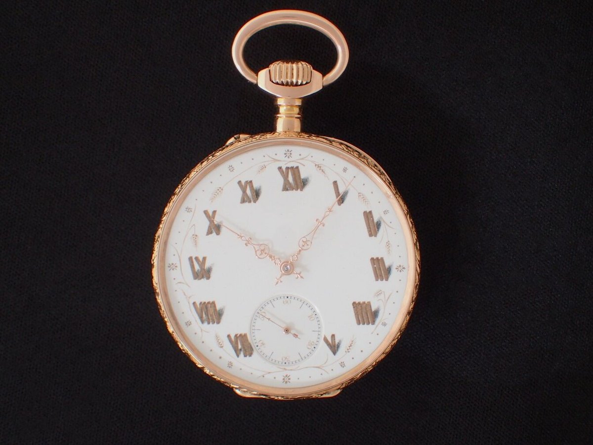 懐中時計 アンティーク K18 動作確認済み AY-6B 馬・蛇彫金 K18YG ルクルトムーブメント 無銘懐中時計