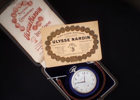 AX-35B ユリスナルダン  Ulysse Nardin　懐中時計　オリジナルBOX・ペーパー付き　スケルトン裏蓋