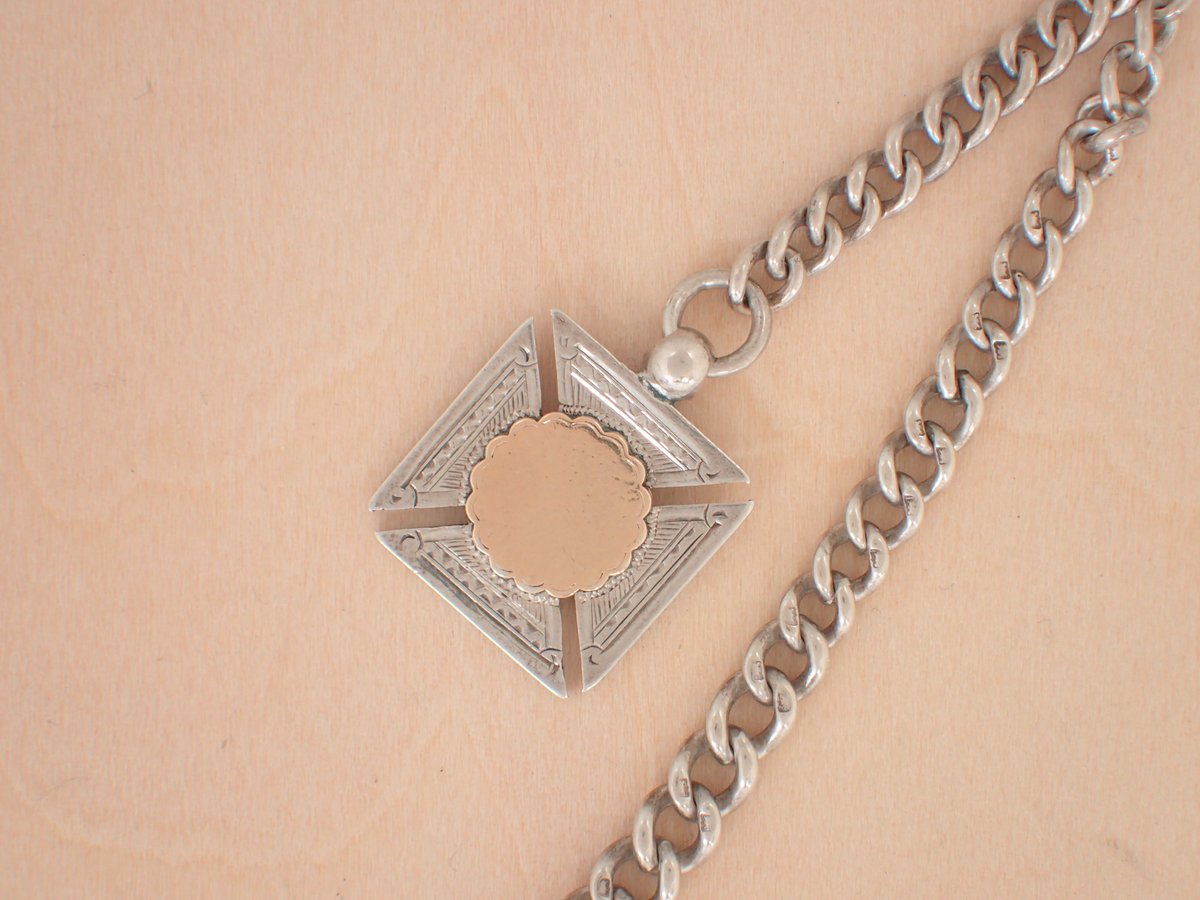 BA-25 Robert Pringle & Sons 懐中時計用アンティークシルバーチェーン