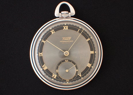 BB-14B   ティソ　 CHs TISSOT＆FILS　ブラックツートンセクターダイヤル　Antimagnetique　懐中時計