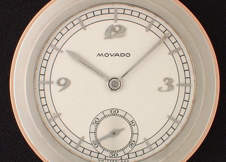 AY-10B  モバード　MOVADO　薄型懐中時計　K14WG・PG　キンバリー・クラーク社記念品