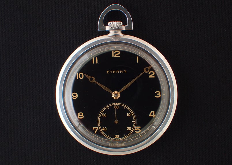 BB-15B エテルナ ETERNA 懐中時計 ブラックミラーダイヤル 