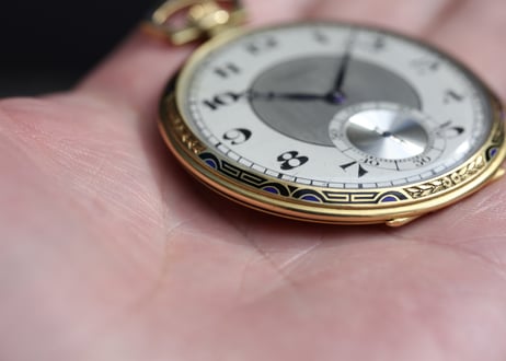 AX-59A　ゼニス 　クロノメーター　　ZENITH　Chronometre　薄型懐中時計　K18YGケース エナメル装飾