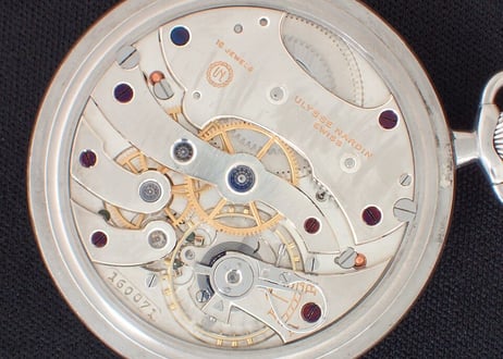 AX-35B ユリスナルダン  Ulysse Nardin　懐中時計　オリジナルBOX・ペーパー付き　スケルトン裏蓋