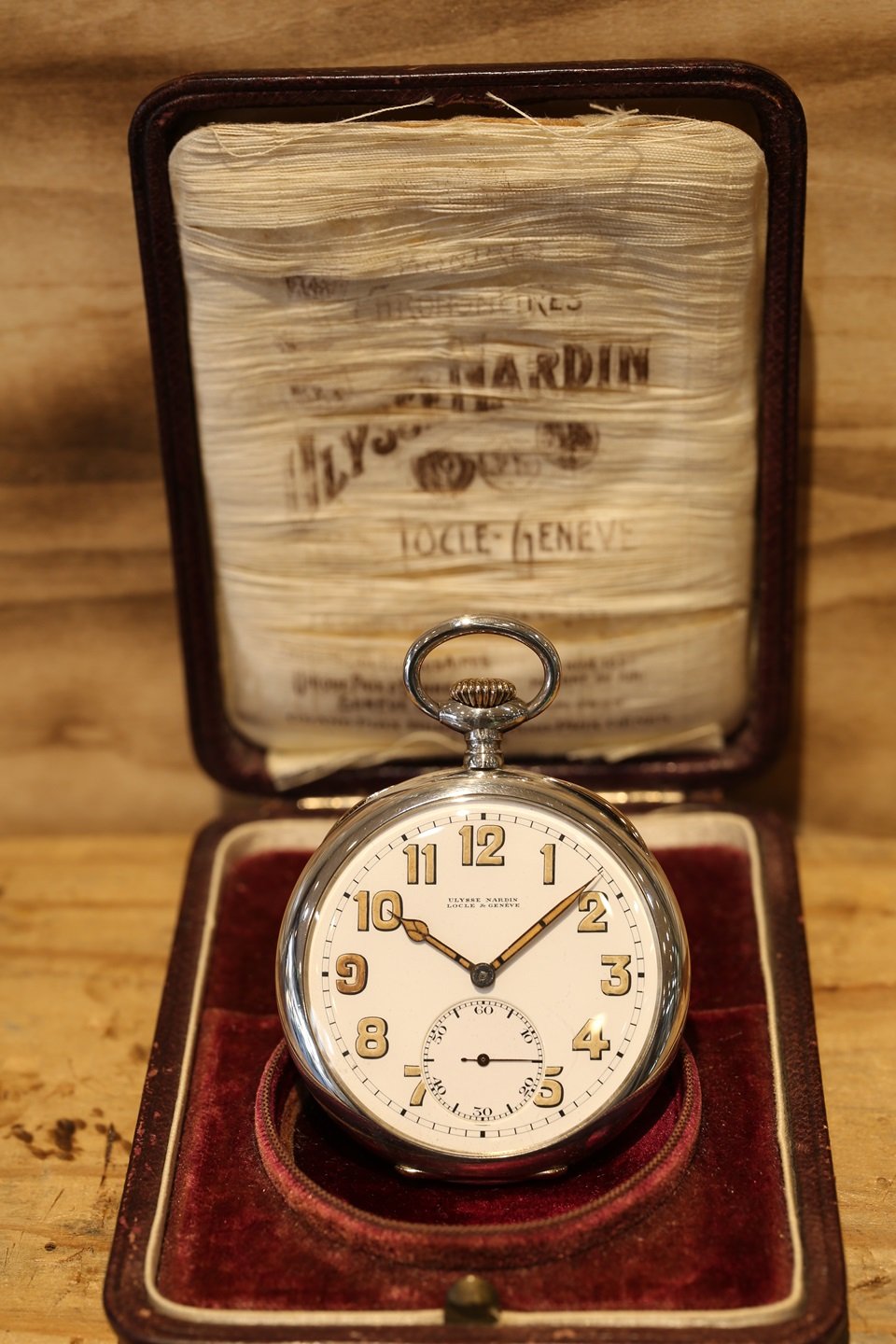 AS-103B ユリスナルダン Ulysse Nardin シルバー懐中時計 オリジナルBO