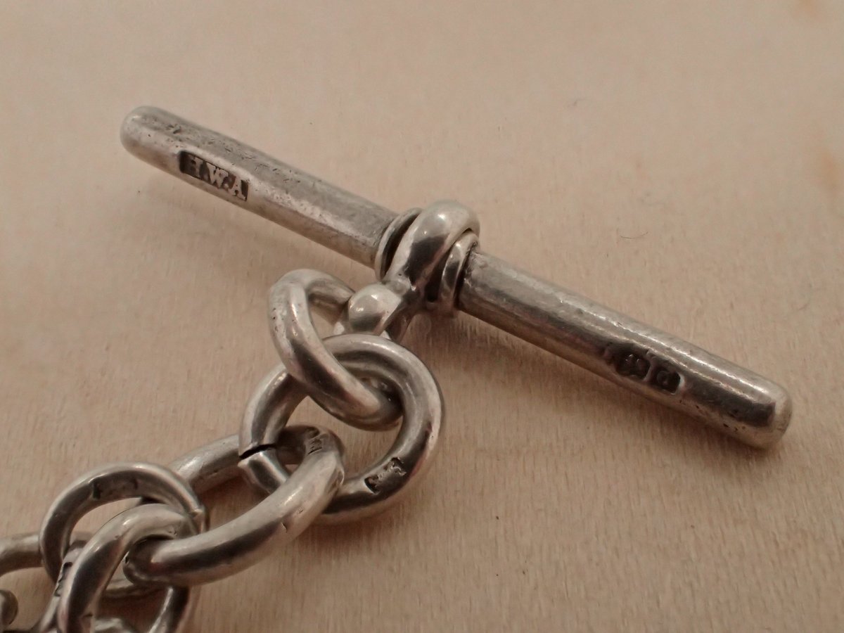 【Robert Pringle】 【純銀ハンドル】キングスパターン 12本 BA-25 Robert Pringle & Sons 懐中時計用アンティークシルバーチェーン