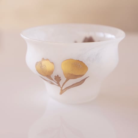[Yukiko glassworks]盃　white&gold