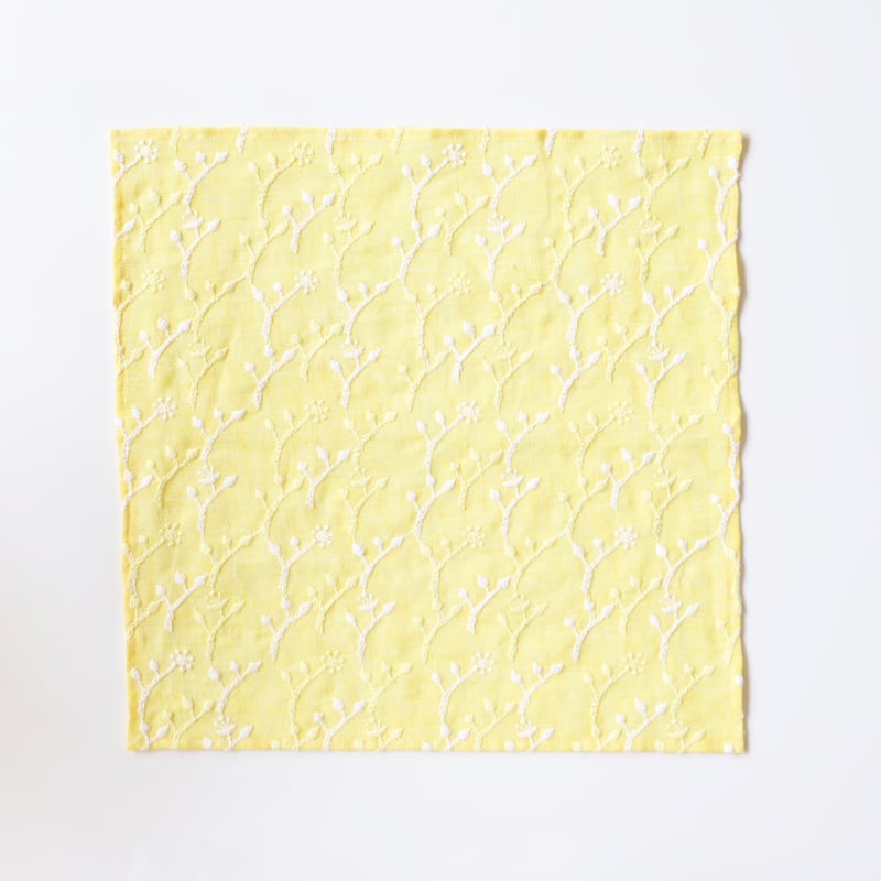 音の絵]リネンハンカチ33角 <光の粒つぶ> | gallery maruyama stitch