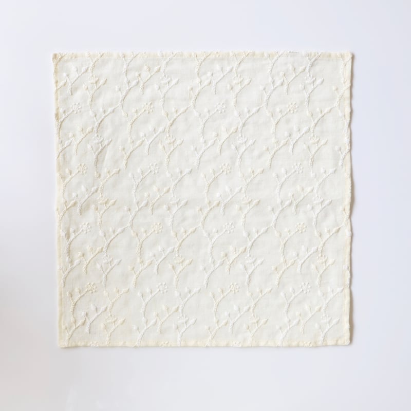 音の絵]リネンハンカチ33角 <光の粒つぶ> | gallery maruyama stitch