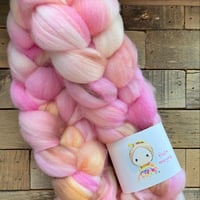 手染め羊毛スライバー〈ソックウール〉/ ピンク茶系
