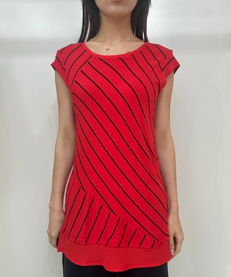 vintage red stripe layered tops