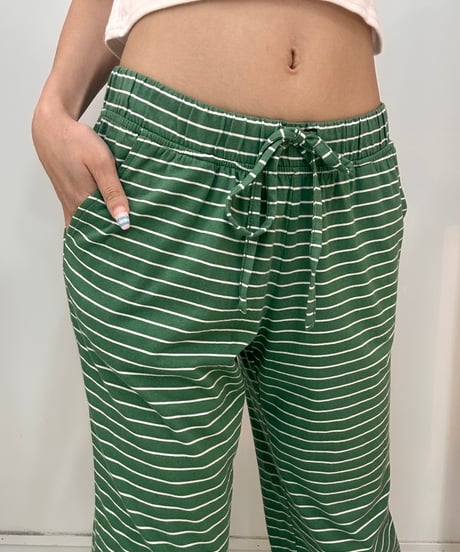 vintage green stripe loose pants