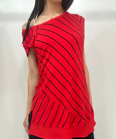 vintage red stripe layered tops