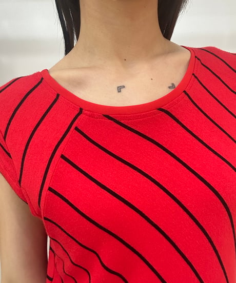 vintage red stripe layered tops