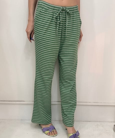 vintage green stripe loose pants