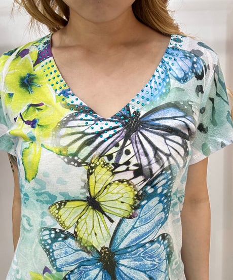 vintage APT butterfly bijou neck tops