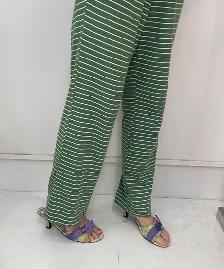 vintage green stripe loose pants