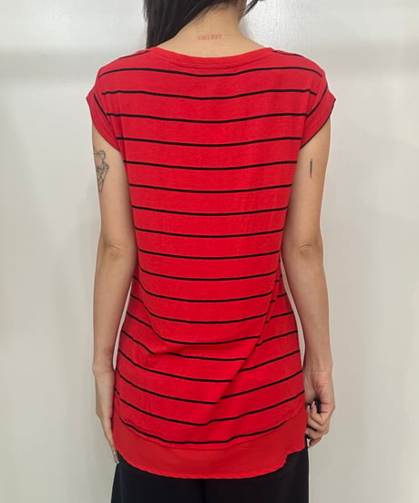 vintage red stripe layered tops