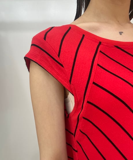 vintage red stripe layered tops