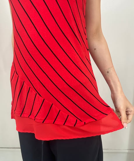 vintage red stripe layered tops