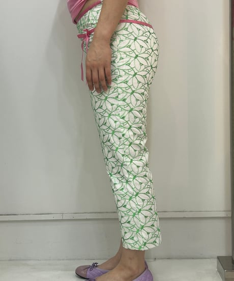 Vintage bamboo design ribbon pants