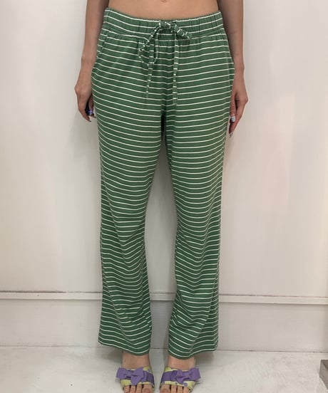 vintage green stripe loose pants