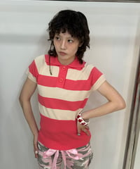 n.o.s. border summer knit tops(pink)