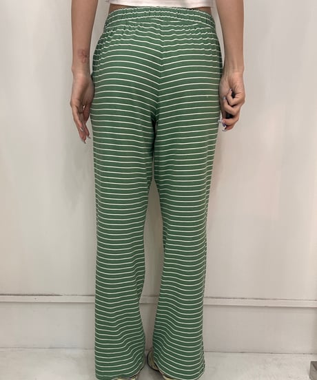 vintage green stripe loose pants