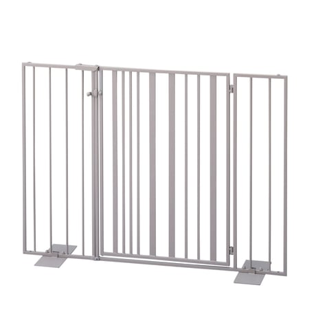 置くだけ簡単設置　Pet gate（ストライプ）扉タイプ　ラテ