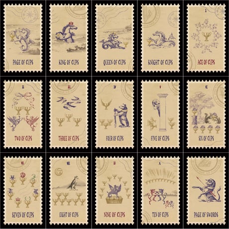 ヴィンテージ切手風のタロットカード｜正規輸入品