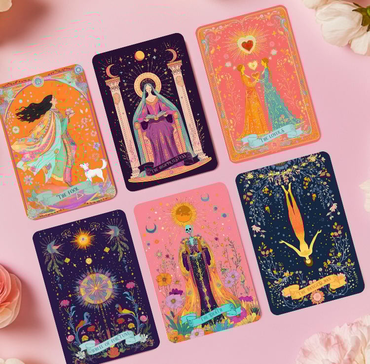 【正規品タロットカード】希少レア！鮮やかなパステルカラーの花×夢美麗アートデッキ ブルーミングビジョンタロットカード｜作者直輸入・希少デッキ