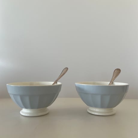 Digoin＆Sarreguemines　ペールブルーのカフェオレボウルA