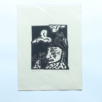 今井俊 オリジナルバレン刷り版画「呪術師」（1995）
